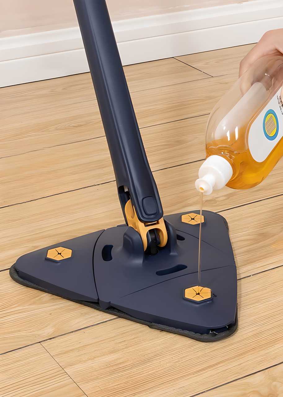 360° Rotatable Triangle Cleaning Mop – Adjustable Long Handle, Wet & Dry Use