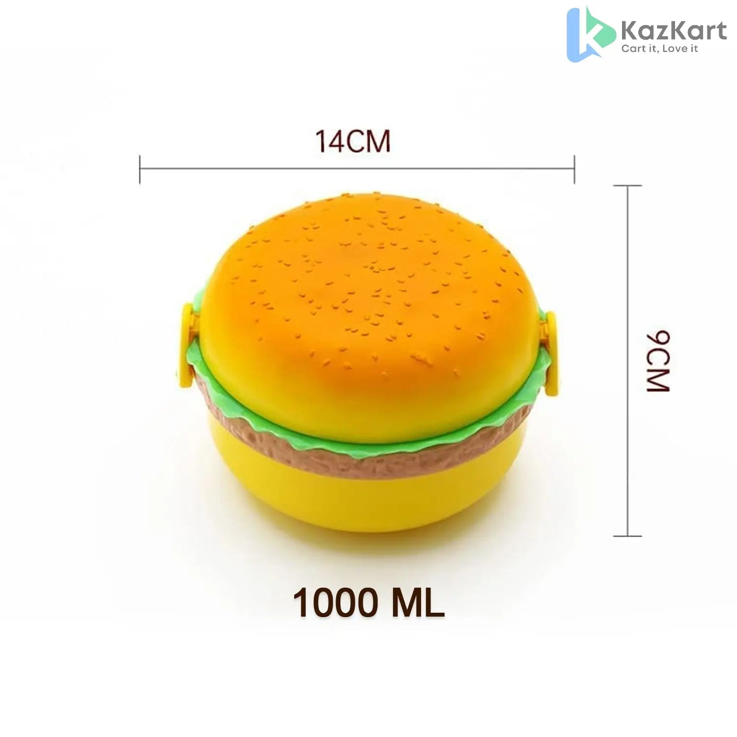 5313 Burger Shape Lunch Box Plastic Lunch Box Food Container Sets Double Layer Lunchbox 1000ml With 2 Spoon Applicable To Kids And Elementary School Students  KazKart