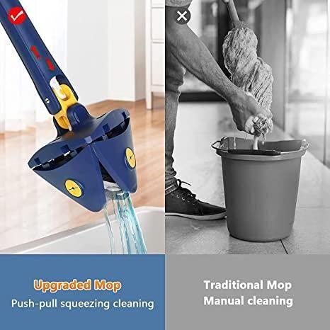 360° Rotatable Triangle Cleaning Mop – Adjustable Long Handle, Wet & Dry Use