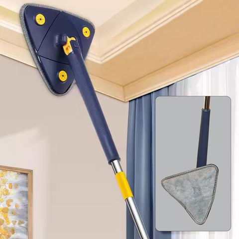 360° Rotatable Triangle Cleaning Mop – Adjustable Long Handle, Wet & Dry Use