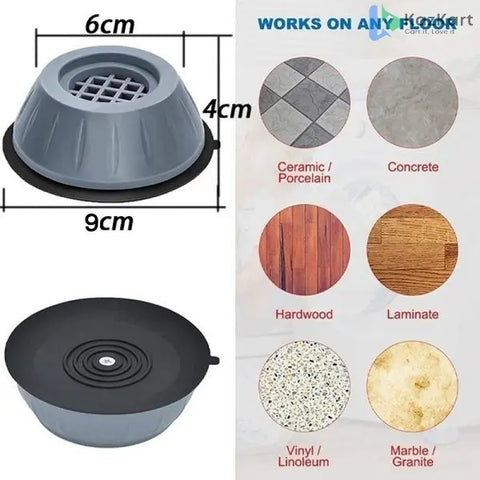 Multipurpose Anti-Vibration Pads with Suction Cup for Washing Machine, Fridge, AC  KazKart