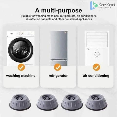 Multipurpose Anti-Vibration Pads with Suction Cup for Washing Machine, Fridge, AC  KazKart