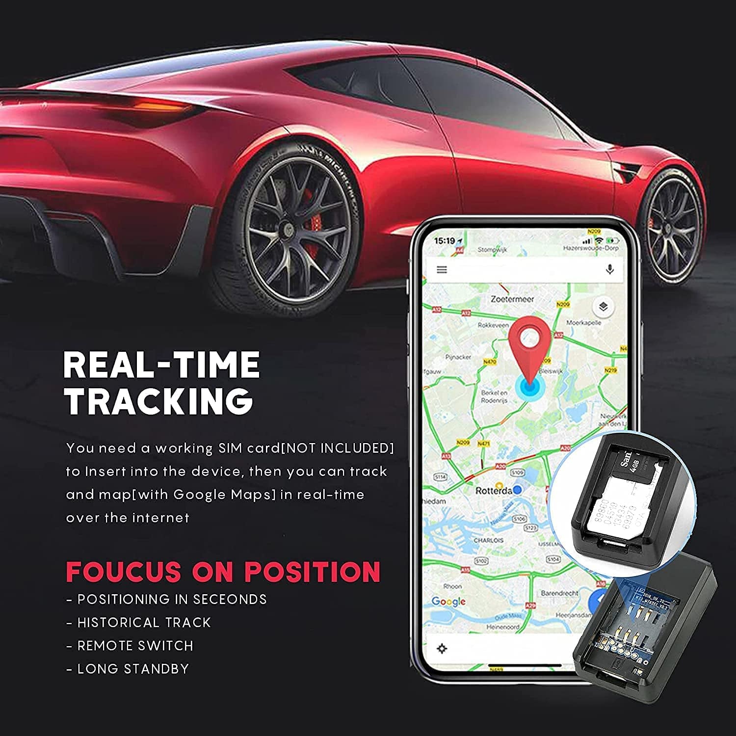 TrackPro Car GPS Tracker with Voice Recording – Real-Time GPS Tracking & Sound Monitoring