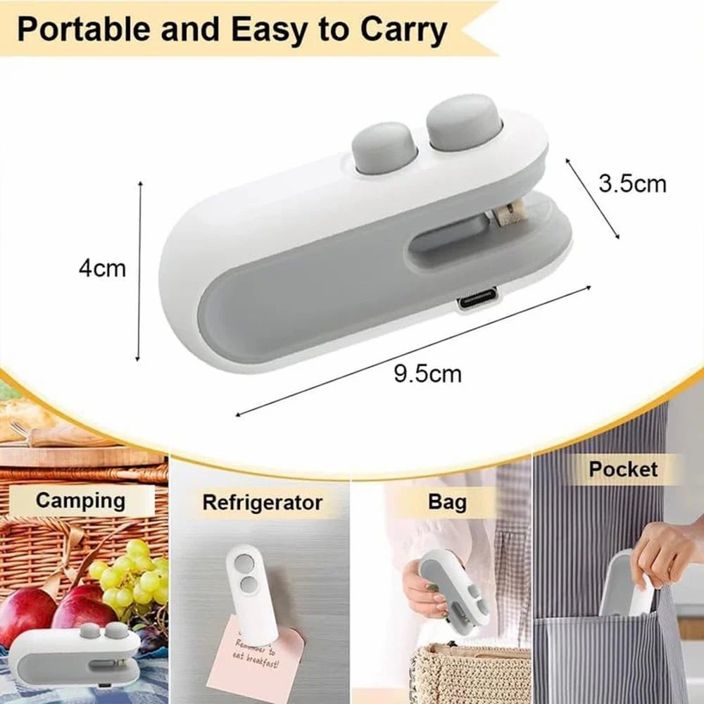 Portable Mini Sealer V2 - 2-in-1 USB-C Rechargeable Heat Sealer & Cutter for Home