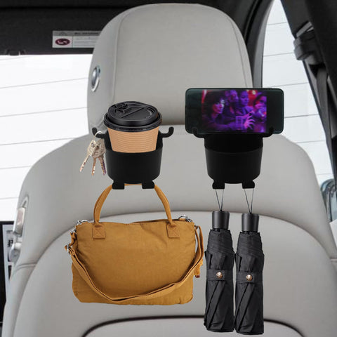 8548 Car Headrest Backseat Organizer 3 In 1 Automotive Cell Phone Drink Cupholder Adapter With Headrest Hooks For Kids And Adults Multifunctional Storage For Car Travel Accessories  KazKart