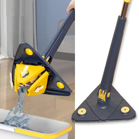 360° Rotatable Triangle Cleaning Mop – Adjustable Long Handle, Wet & Dry Use